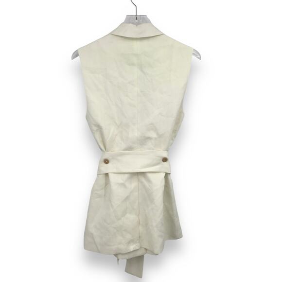 Nicholas Jennifer Vest 0 Sleeveless Button Front Belted Waist Pocket Collar - Picture 2 of 11